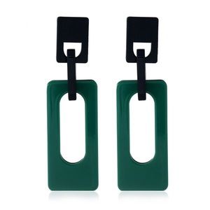 Black and green dangly acrylic earrings